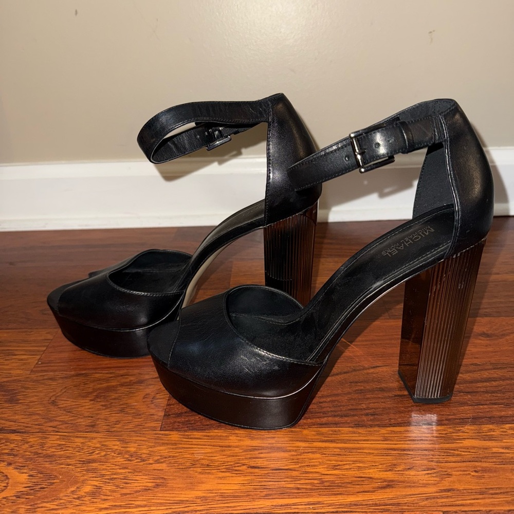 Michael Kors Paloma Black and Silver Platform Sandals - Picture 7 of 11